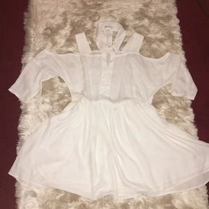 Ultra modern white cold shoulder dress